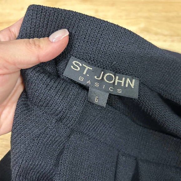 St. John Basics High Rise Elastic Waist Pleated Front Knit Trouser Pant Sz 6 - Picture 7 of 9